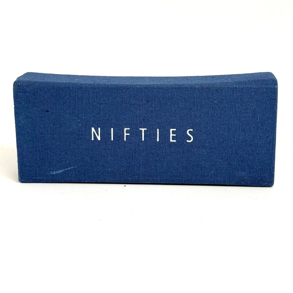 Nifties Eyeglass Case Navy Blue Red Velvet Lining Collapsible Hard Shell